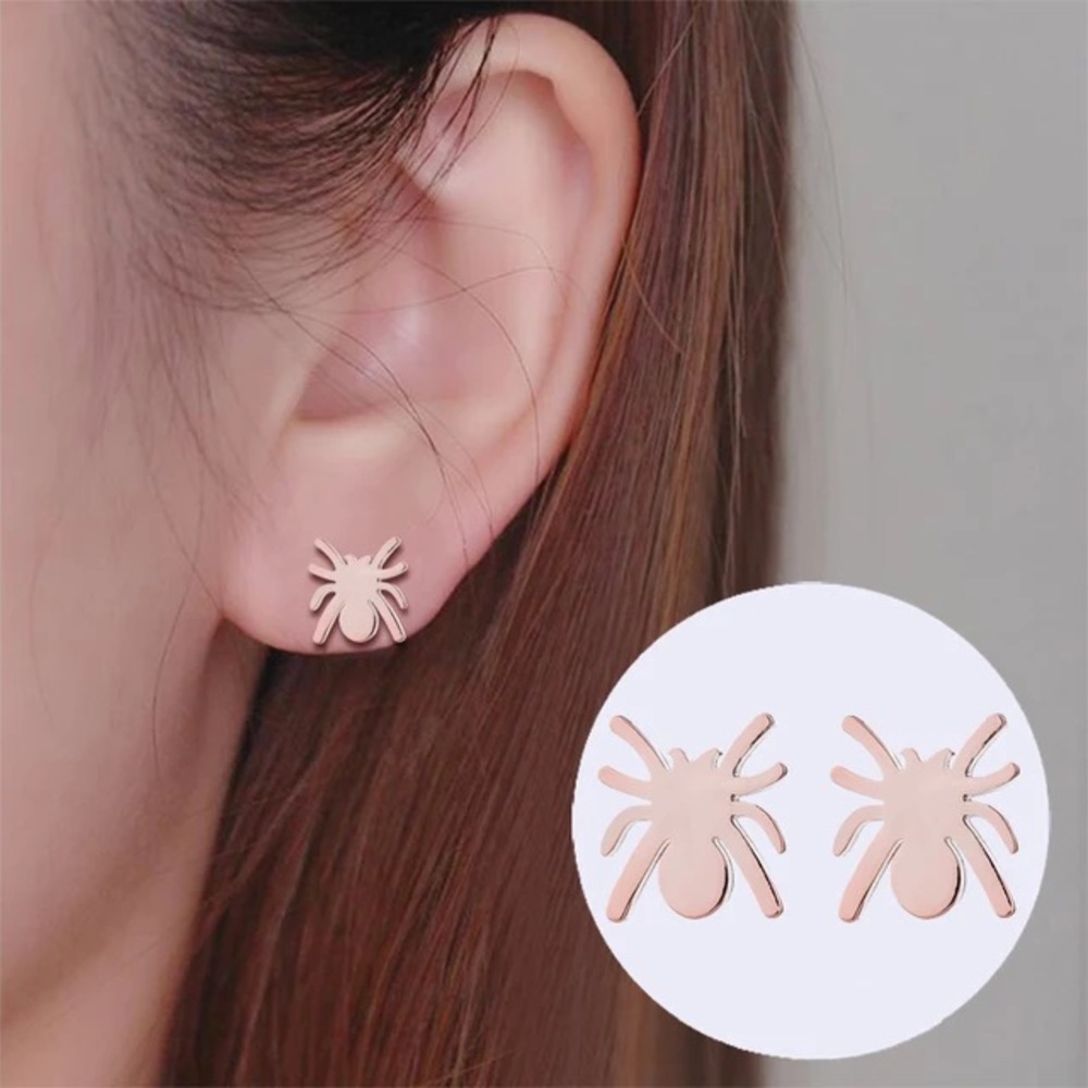 Rose Gold Spider Stud stainless steel Earrings
